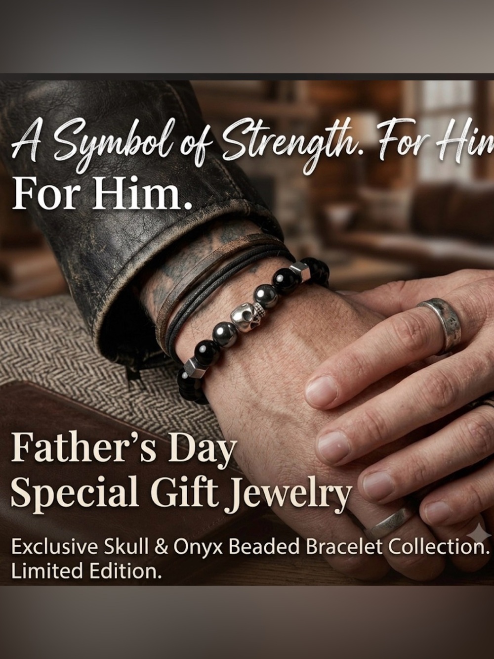 Skull & Onyx Beaded Bracelet - Collection